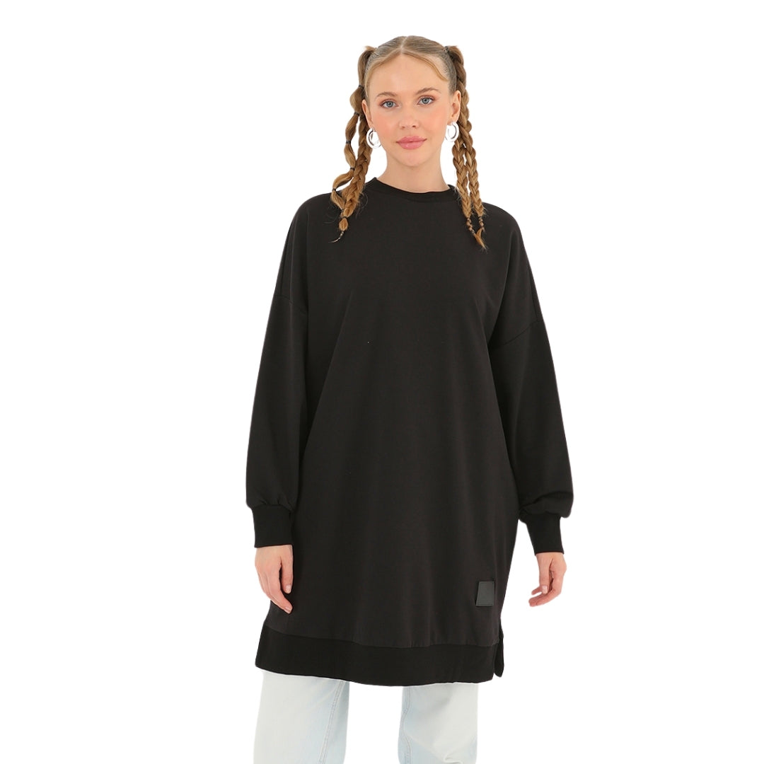 Organic Cotton Tunic Sweatshirt – Oversized Pullover with Long Sleeves, Modest & Casual Wear