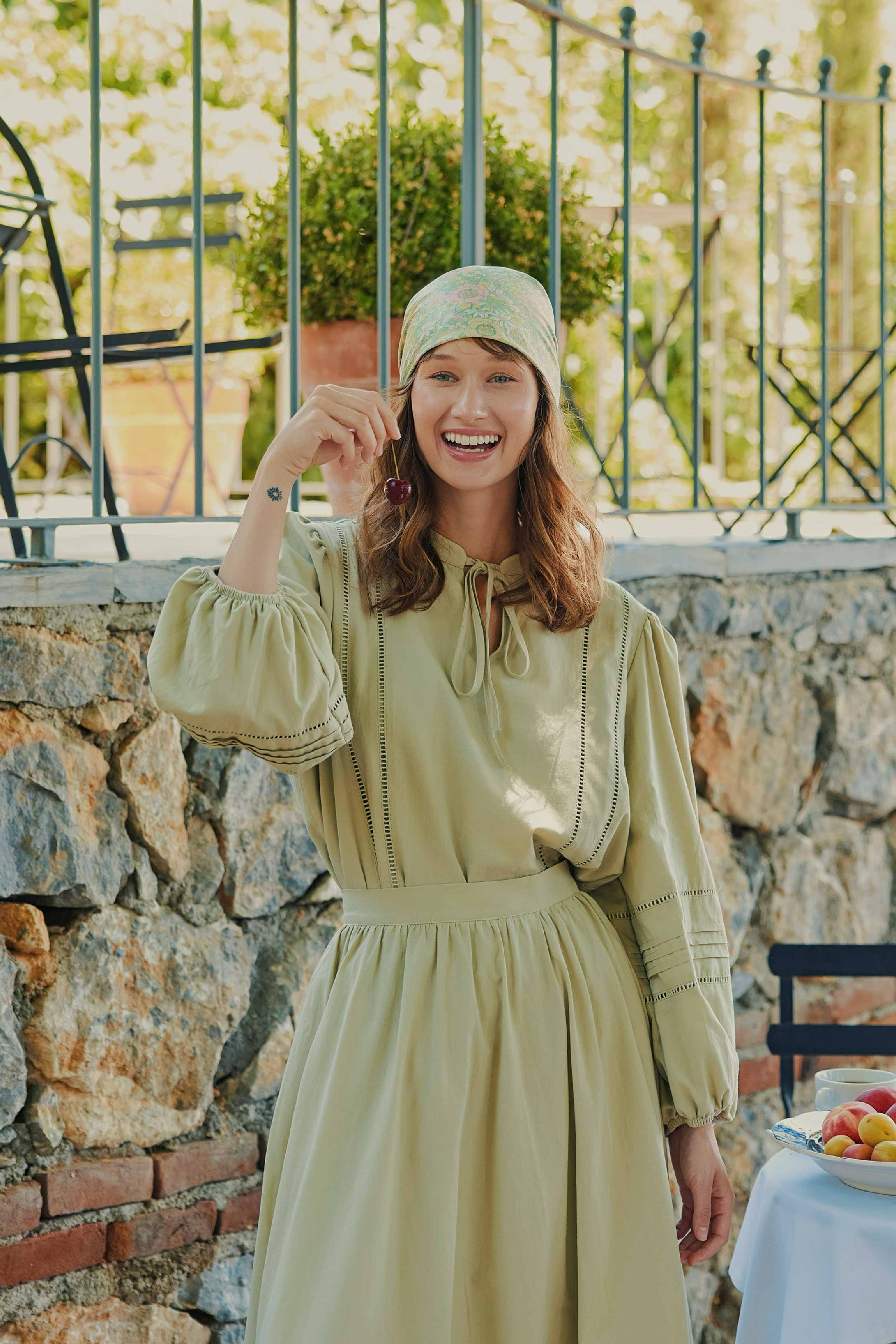 RIBBED VOILE SKIRT SAGE