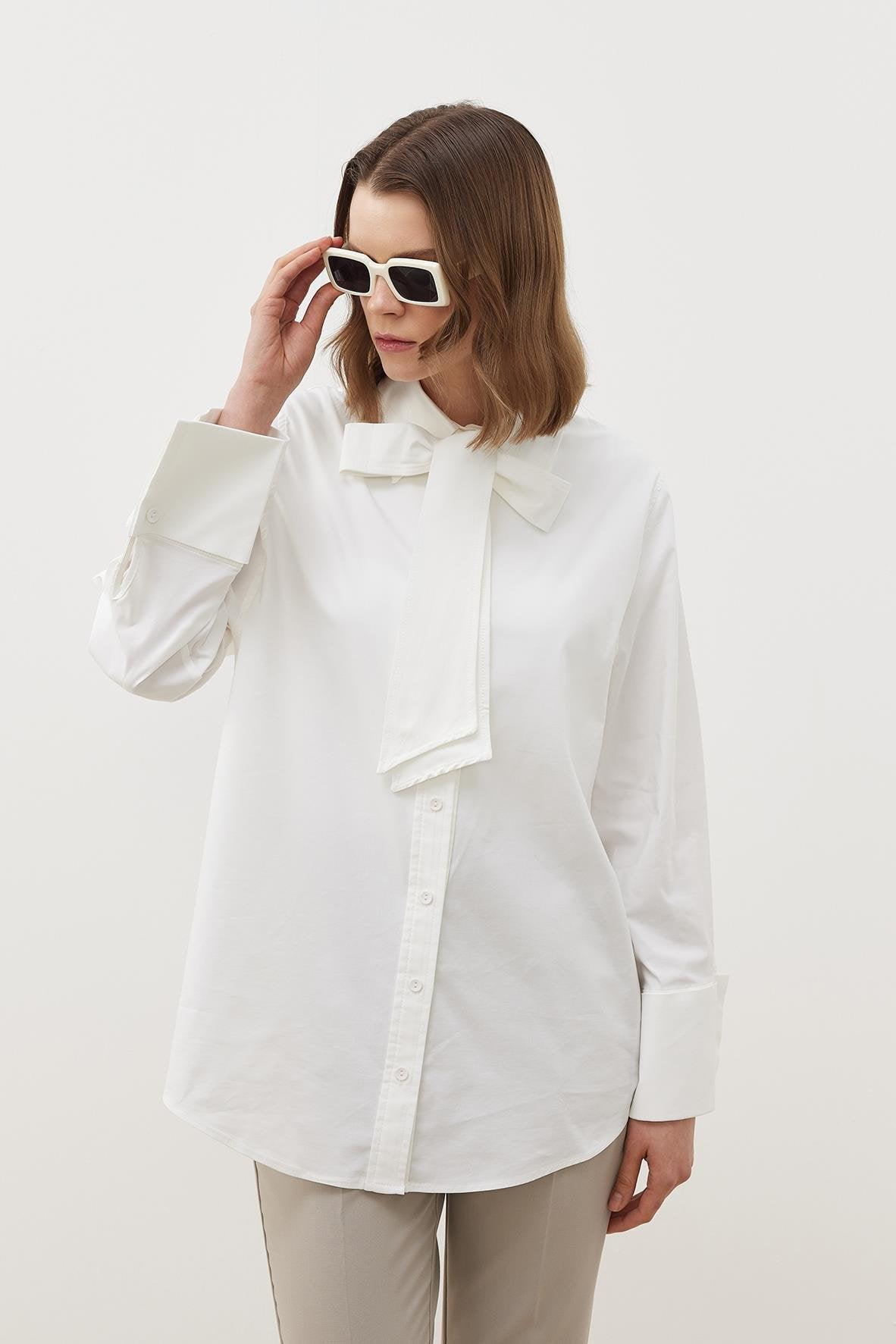 FİYONKLU KALIN MANŞETLİ GÖMLEK EKRU - Tailor's Room