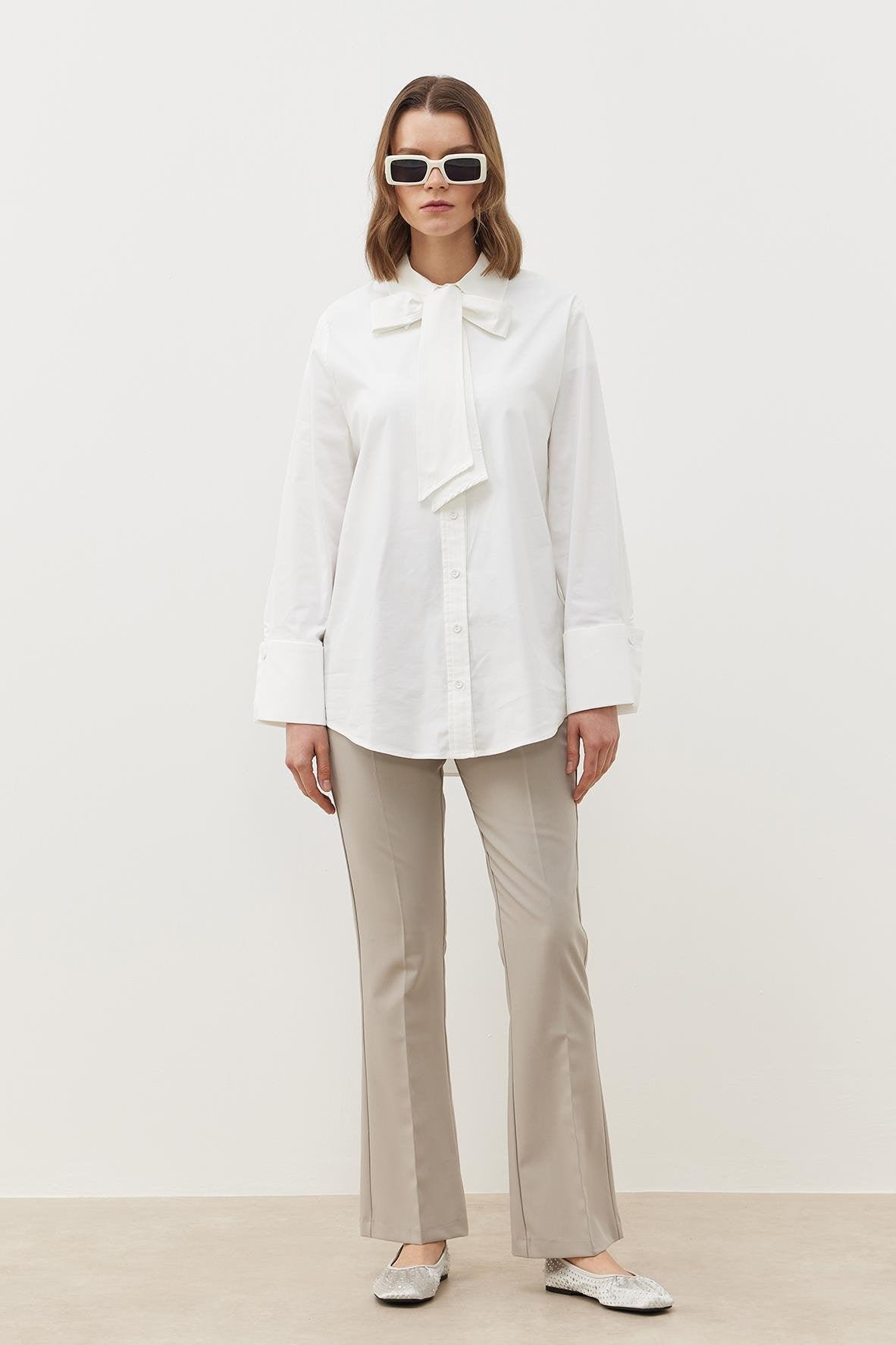 FİYONKLU KALIN MANŞETLİ GÖMLEK EKRU - Tailor's Room