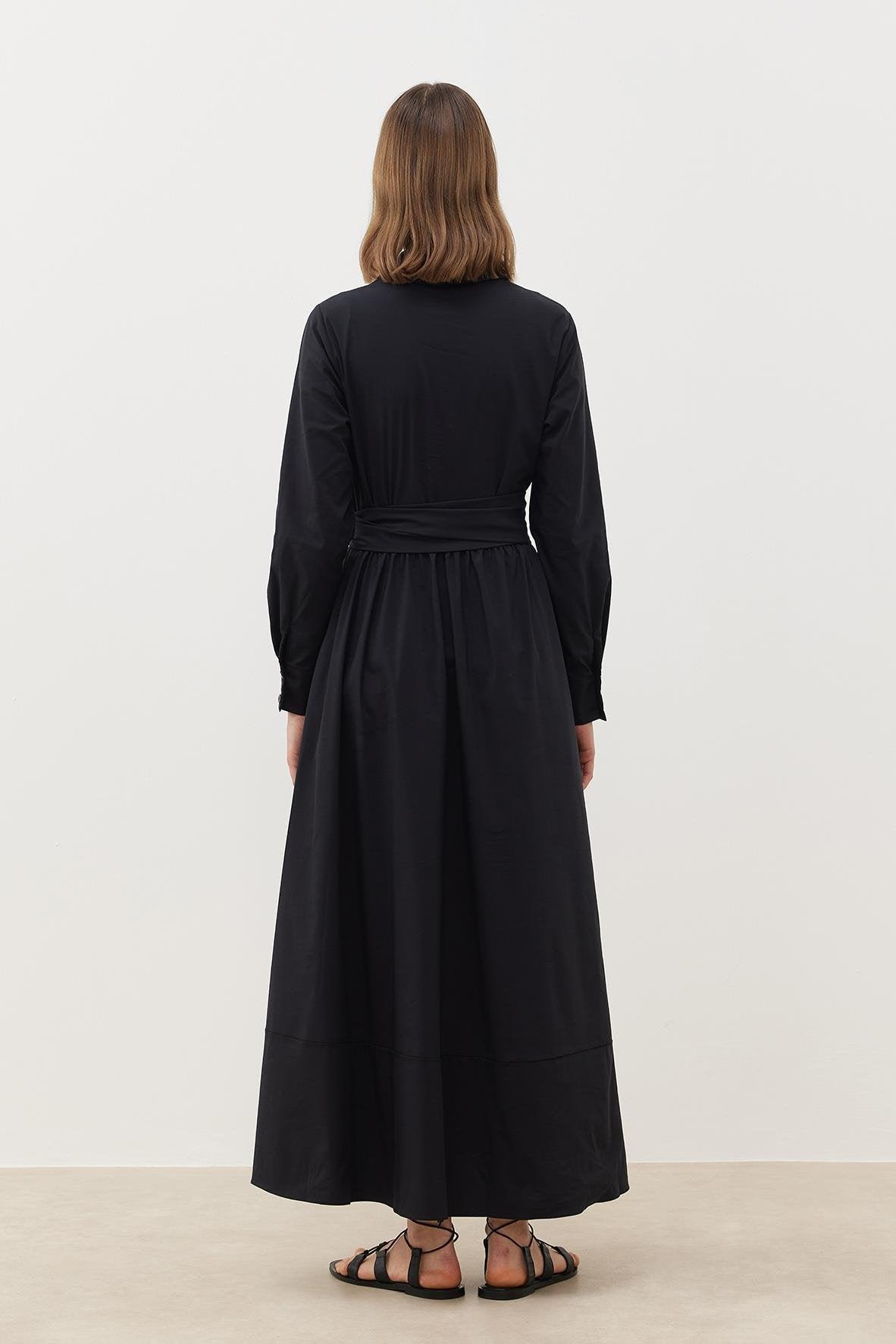 KUŞAKLI GÖMLEK ELBİSE SİYAH - Tailor's Room