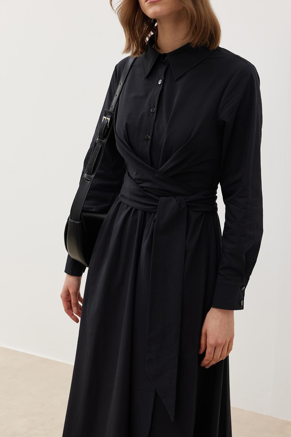 KUŞAKLI GÖMLEK ELBİSE SİYAH - Tailor's Room