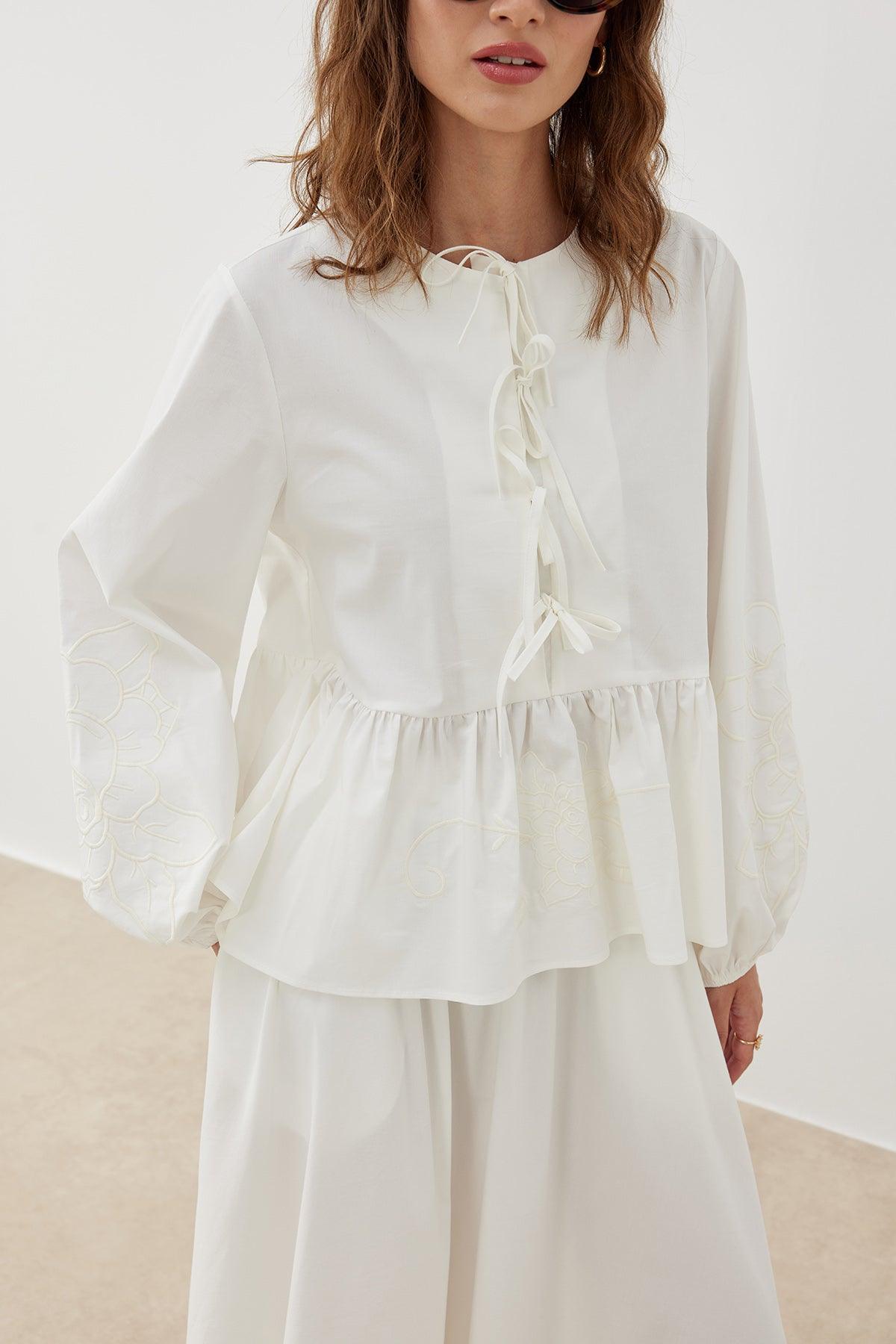 NAKIŞ DETAYLI GÖMLEK BEYAZ - Tailor's Room