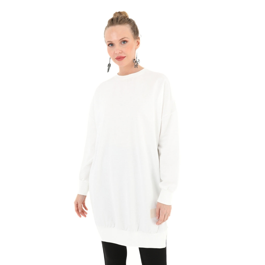 Organic Cotton Tunic Sweatshirt – Oversized Pullover with Long Sleeves, Modest & Casual Wear