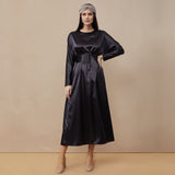 Black Belted Satin Dress Dresses Lassiva Collection S black 