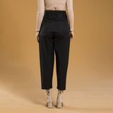 Oversized Silver Belted Carrot Black Pants Pants Lassiva Collection 