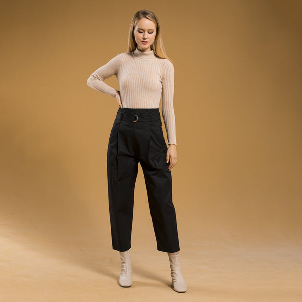 Oversized Silver Belted Carrot Black Pants Pants Lassiva Collection S BLACK 