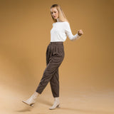 Plaid Oversized Carrot Brown Pants Pants Lassiva Collection 