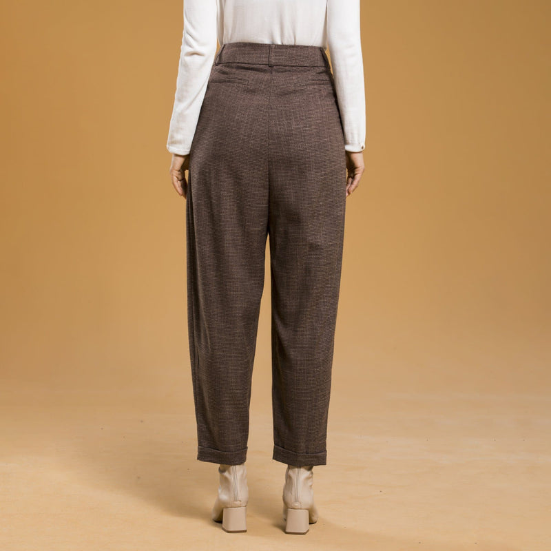 Plaid Oversized Carrot Brown Pants Pants Lassiva Collection 