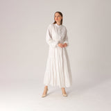White Long Sleeve Eyelet Maxi Dress Lassiva Collection 