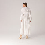 White Long Sleeve Eyelet Maxi Dress Lassiva Collection 