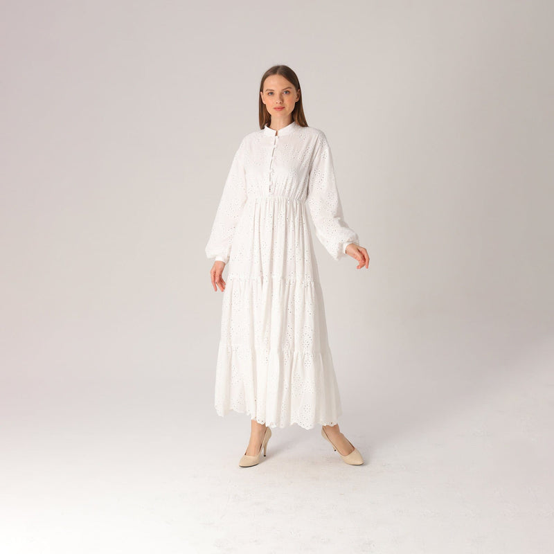 White Long Sleeve Eyelet Maxi Dress – Lassiva Collection